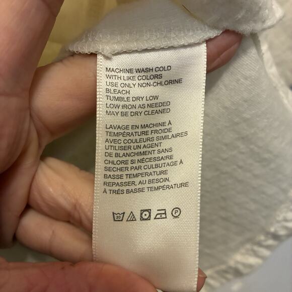 FREE PEOPLE Brunch Date Ivory Eyelet Lace Sleeve Blouse L Coquette Romantic Boho - Picture 10 of 11